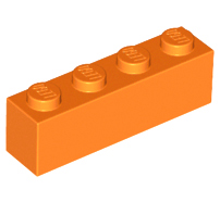 Lego alkatrész - Orange Brick 1x4