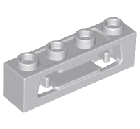 Lego alkatrész - Light Bluish Gray Brick, Modified 1x4 with Inside Clips (Disk Shooter)