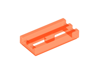 Lego alkatrész - Trans-Neon Orange Tile, Modified 1x2 Grille with Bottom Groove / Lip