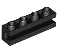 Lego alkatrész - Black Brick, Modified 1x4 with Groove