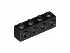 Lego alkatrész - Black Brick, Modified 1x4 with 4 Studs on 1 Side