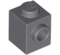 Lego alkatrész - Dark Bluish Gray Brick, Modified 1x1 with Stud on 1 Side