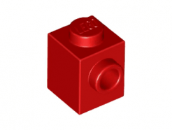 Lego alkatrész - Red Brick, Modified 1x1 with Stud on 1 Side