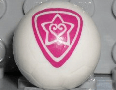 Lego alkatrész - White Sports Soccer Ball with Magenta Outlined Heart and Star Pattern