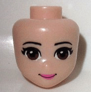 Lego alkatrészek - Mini Doll, Head Friends with Brown Eyes, Pink Lips and Closed Mouth Pattern
