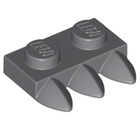 Lego alkatrész - Dark Bluish Gray Plate, Modified 1x2 with 3 Teeth (Claws)