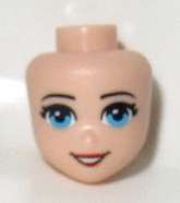 Lego alkatrész - Mini Doll, Head Friends with Medium Azure Eyes, Red Lips and Open Mouth Pattern