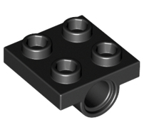 Lego alkatrész - Black Plate, Modified 2x2 with Pin Holes