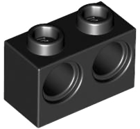 Lego alkatrész - Black Technic, Brick 1x2 with Holes