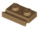 Lego alkatrész - Dark Tan Plate, Modified 1x2 with Door Rail
