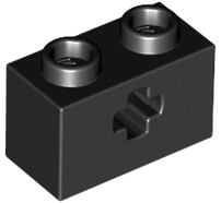 Lego alkatrész - Black Technic, Brick 1 x 2 with Axle Hole
