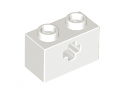 Lego alkatrész - White Technic, Brick 1 x 2 with Axle Hole