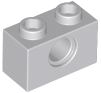 Lego alkatrész - Light Bluish Gray Technic, Brick 1x2 with Hole