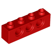 Lego alkatrész - Red Technic, Brick 1x4 with Holes