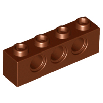 Lego alkatrész - Reddish Brown Technic, Brick 1x4 with Holes