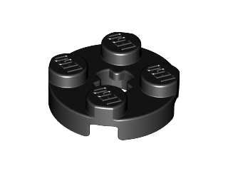 Lego alkatrész - Black Plate, Round 2x2 with Axle Hole
