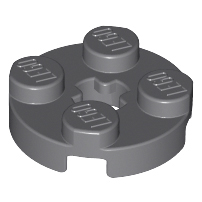 Lego alkatrész - Dark Bluish Gray Plate, Round 2x2 with Axle Hole