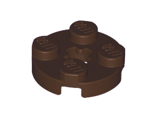 Lego alkatrész - Dark Brown Plate, Round 2x2 with Axle Hole
