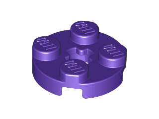Lego alkatrész - Dark Purple Plate, Round 2x2 with Axle Hole