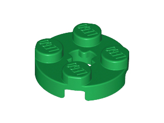 Lego alkatrész - Green Plate, Round 2x2 with Axle Hole