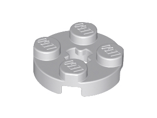 Lego alkatrész - Light Bluish Gray Plate, Round 2x2 with Axle Hole