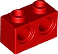 Lego alkatrész - Red Technic, Brick 1x2 with Holes