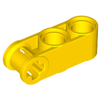 Lego alkatrész - Yellow Technic, Axle and Pin Connector Perpendicular 3L with 2 Pin Holes