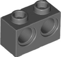 Lego alkatrész - Dark Bluish Gray Technic, Brick 1x2 with Holes