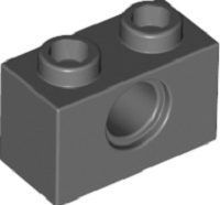 Lego alkatrész - Dark Bluish Gray Technic, Brick 1x2 with Hole