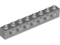 Lego alkatrész - Light Bluish Gray Technic, Brick 1x8 with Holes