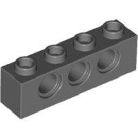 Lego alkatrész - Dark Bluish Gray Technic, Brick 1x4 with Holes