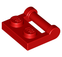 Lego alkatrész - Red Plate, Modified 1x2 with Handle on Side - Closed Ends