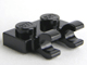 Lego alkatrész - Black Plate, Modified 1x2 with Clips Horizontal (thick open O clips)