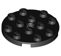 Lego alkatrész - Black Plate, Round 4x4 with Hole