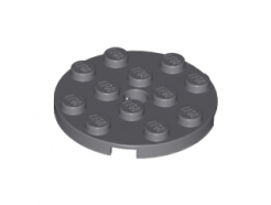 Lego alkatrész - Dark Bluish Gray Plate, Round 4x4 with Hole