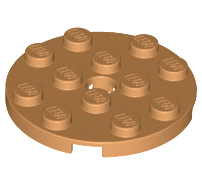 Lego alkatrész - Medium Dark Flesh Plate, Round 4x4 with Hole