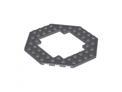 Lego alkatrész - Dark Bluish Gray Plate, Modified 10x10 Octagonal Open Center