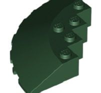 Lego alkatrész - Dark Green Brick, Round Corner 6 x 6 with Slope 33 Edge, Facet Cutout