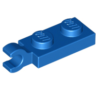 Lego alkatrész - Blue Plate, Modified 1x2 with Clip Horizontal on End
