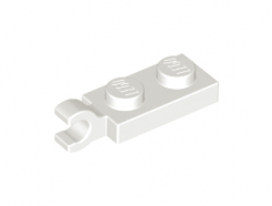 Lego alkatrész - White Plate, Modified 1x2 with Clip Horizontal on End