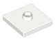 Lego alkatrész - White Plate, Modified 2x2 with Groove and 1 Stud in Center (Jumper)