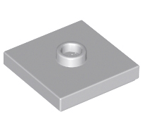 Lego alkatrész - Light Bluish Gray Plate, Modified 2x2 with Groove and 1 Stud in Center (Jumper)