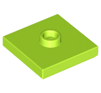 Lego alkatrész - Lime Plate, Modified 2x2 with Groove and 1 Stud in Center (Jumper)
