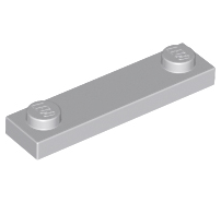 Lego alkatrész - Light Bluish Gray Plate, Modified 1x4 with 2 Studs
