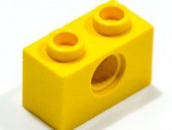Lego alkatrész - Yellow Technic, Brick 1x2 with Hole