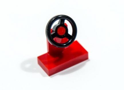 Lego alkatrész - Red Vehicle, Steering Stand 1x2 with Black Steering Wheel