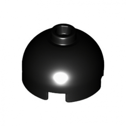 Lego alkatrész - Black Brick, Round 2 x 2 Dome Top - Hollow Stud with Bottom Axle Holder x Shape + Orientation