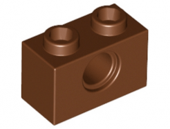 Lego alkatrész - Reddish Brown Technic, Brick 1 x 2 with Hole