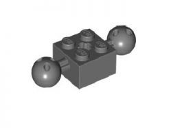 Lego alkatrész - Dark Bluish Gray Technic, Brick Modified 2x2 with Balls with Holes and Axle Hole