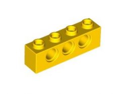 Lego alkatrész - Yellow Technic, Brick 1x4 with Holes